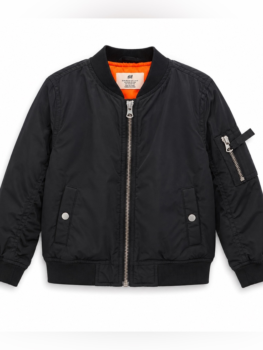 H&M Kids Black Bomber Jacket with Orange Lining